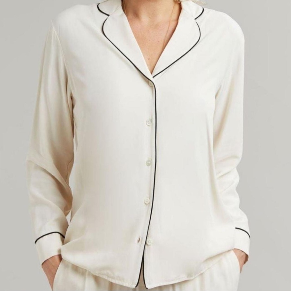 Express cream long sleeve silk pajama top size small NWOT
